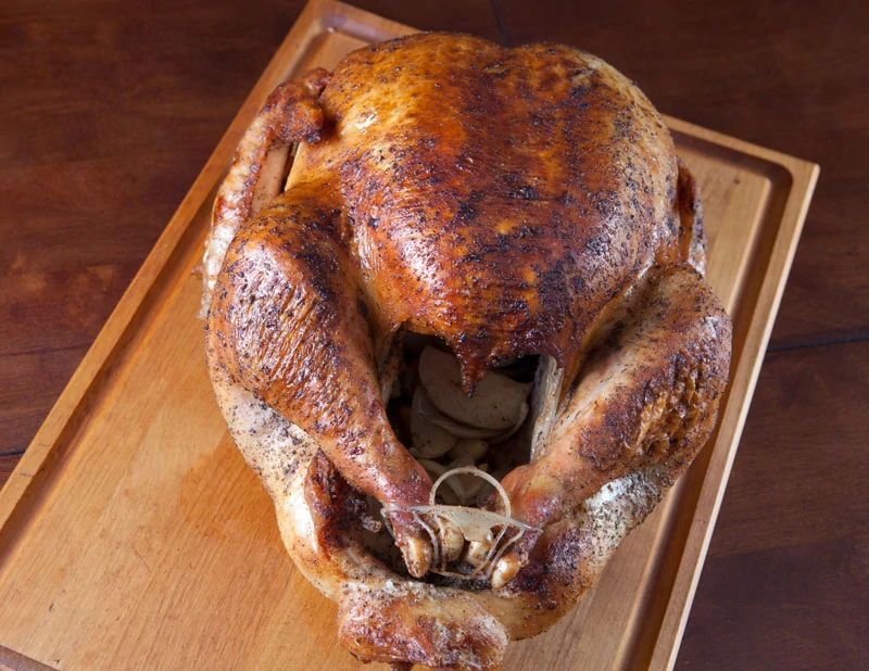 Smoked turkey on a cutting board